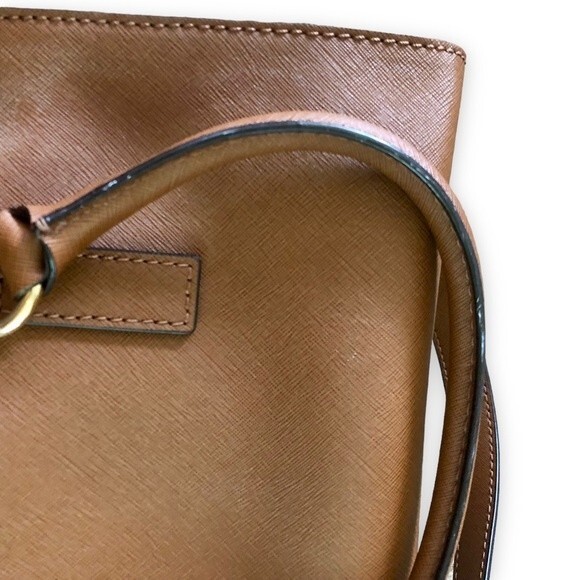 Michael Michael Kors Hamilton Saffiano Leather Medium Satchel Light Brown - Picture 11 of 14